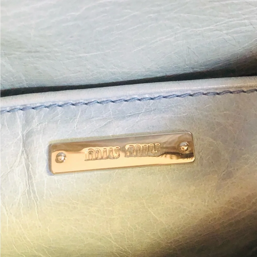 Miu Miu Blueish gray Leather Bag with silver Detail - Picture 7 of 13